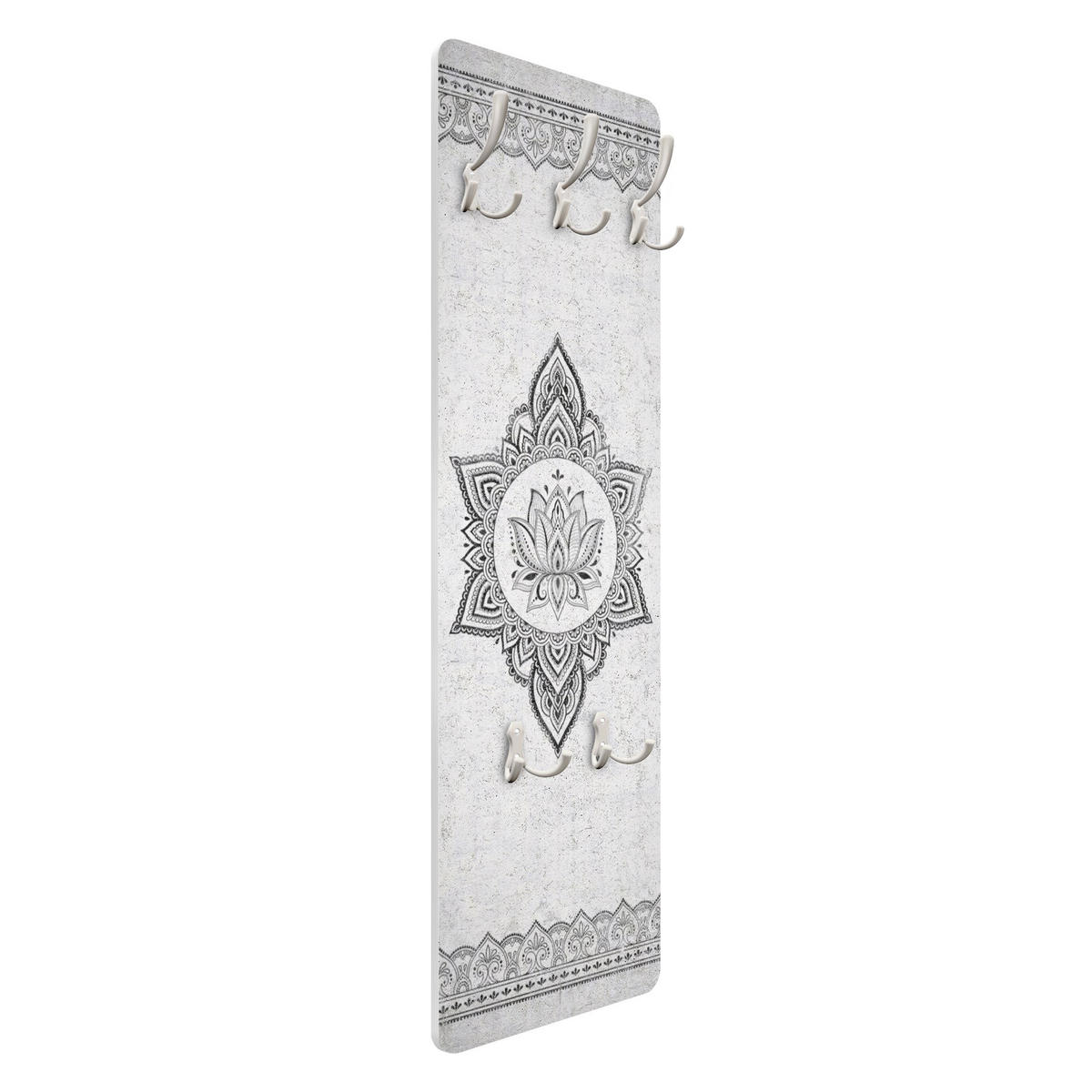 WANDGARDEROBE - Mandala Lotus Betonoptik 34/105 cm - Grau, Holzwerkstoff (34/105/1.6cm) - Bilderwelten