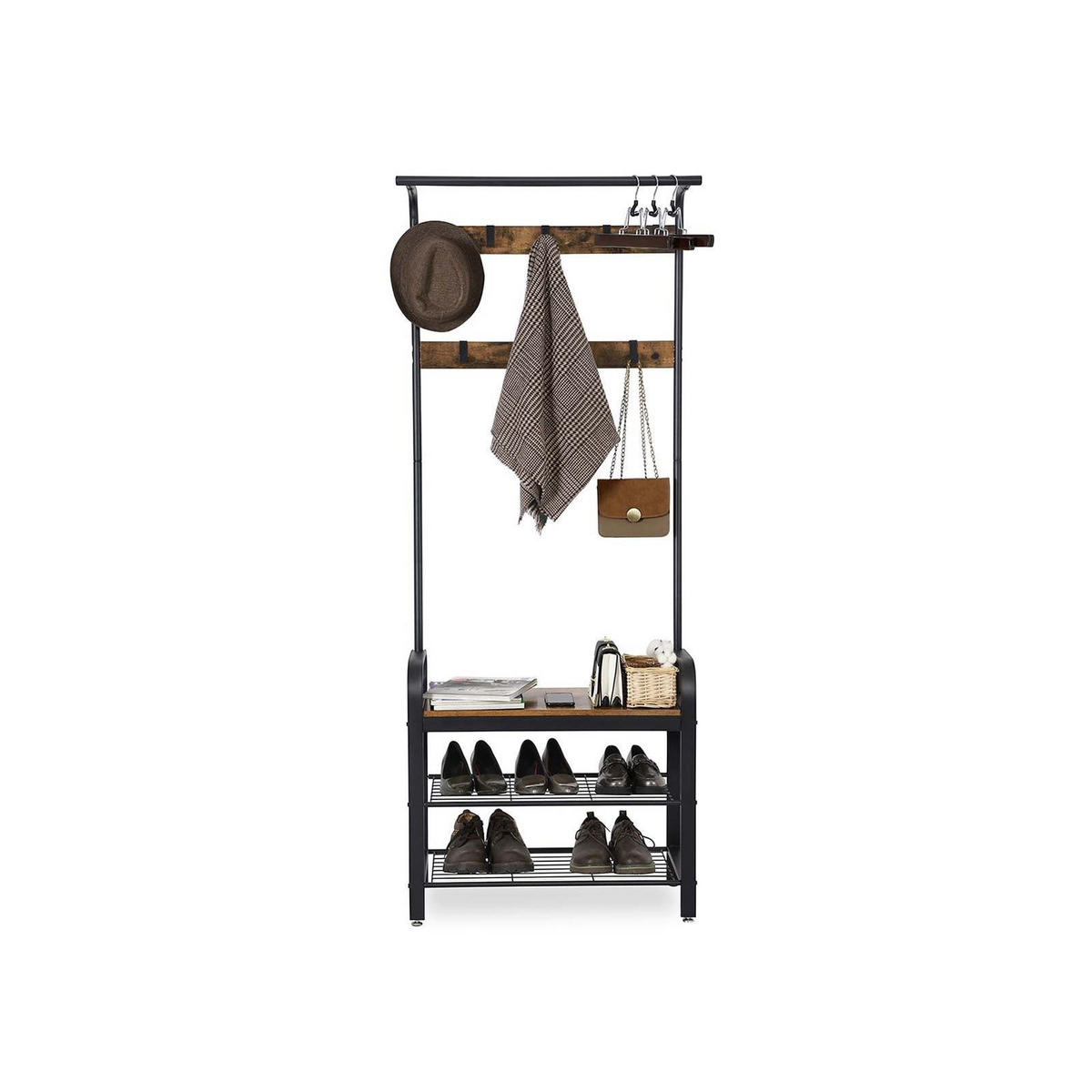 GARDEROBENSTÄNDER - Schwarz, Holzwerkstoff (33.7/34/72cm) - Hansiro