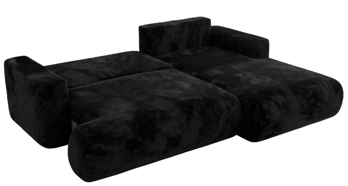 ECKSOFA OVO L Schwarz Plüsch - Rechts Seite - Schwarz, Kunststoff/Textil (195/271cm) - MKS