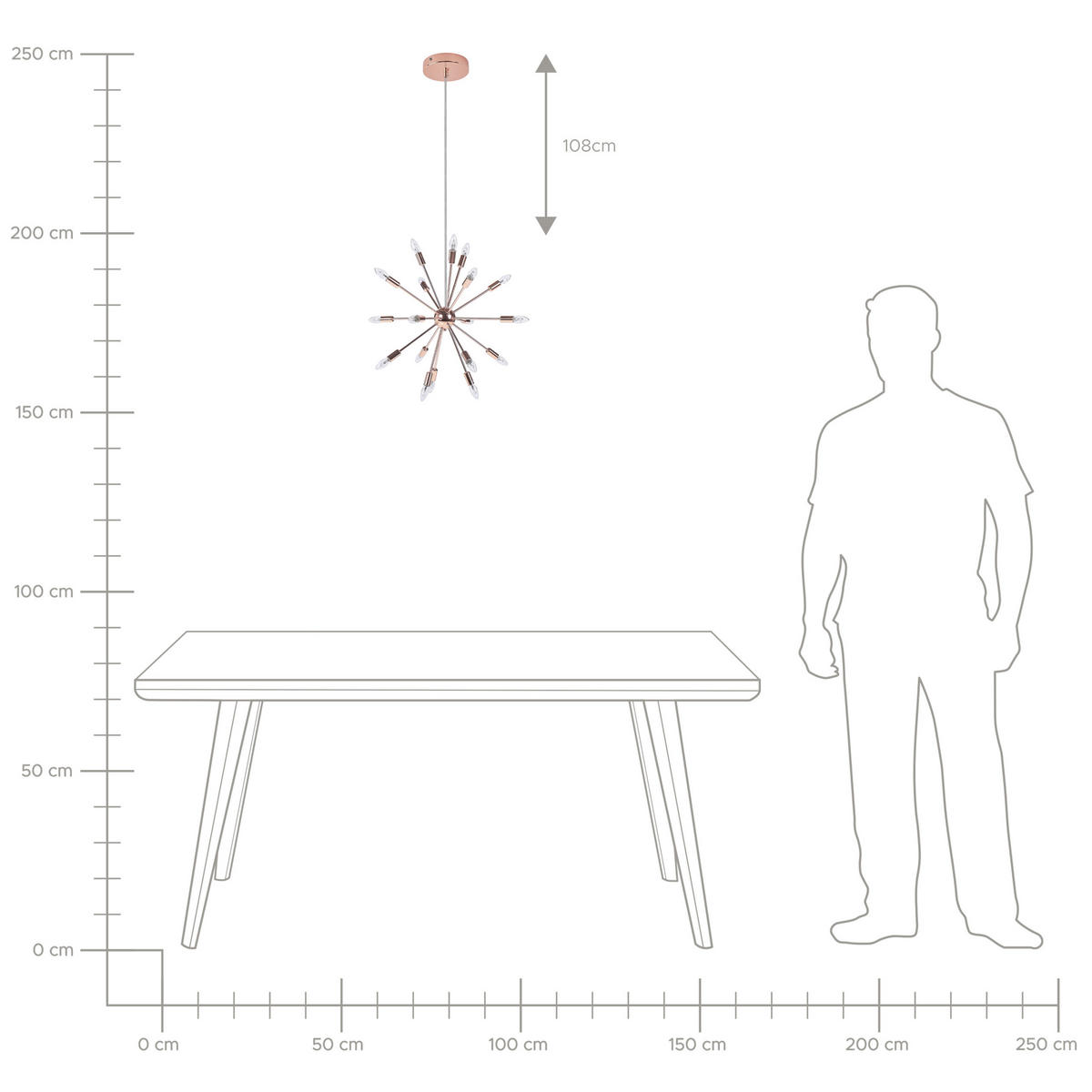 HÄNGELEUCHTE Maguse 59/59/149 cm - Kupferfarben, Metall (59/59/149cm) - Beliani