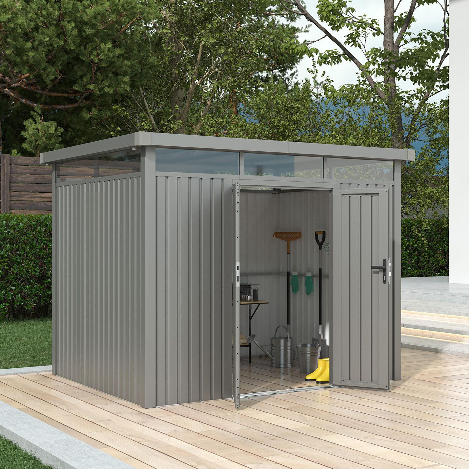 GERÄTEHAUS Luzern Pro Taupe - Taupe, Metall (294/222/230cm) - Juskys