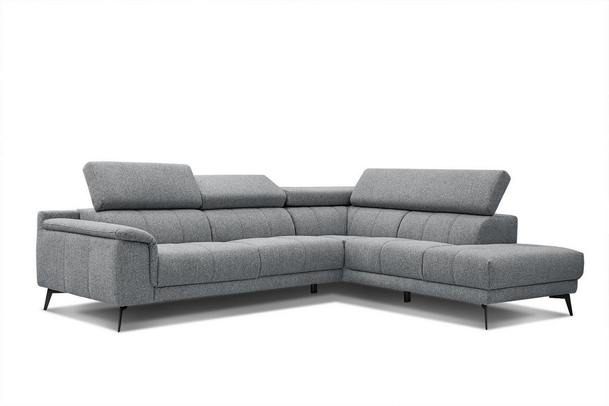 ECKSOFA FIERO 5-Sitzer, grau - Schwarz/Grau, Holzwerkstoff/Textil (290/228cm) - Courtois Laville