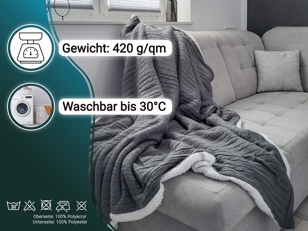 KUSCHELDECKE, 150x200 cm, 100% Polyester, 100% Polyacryl, Grau - Grau, Textil (150/200cm) - Zollner24
