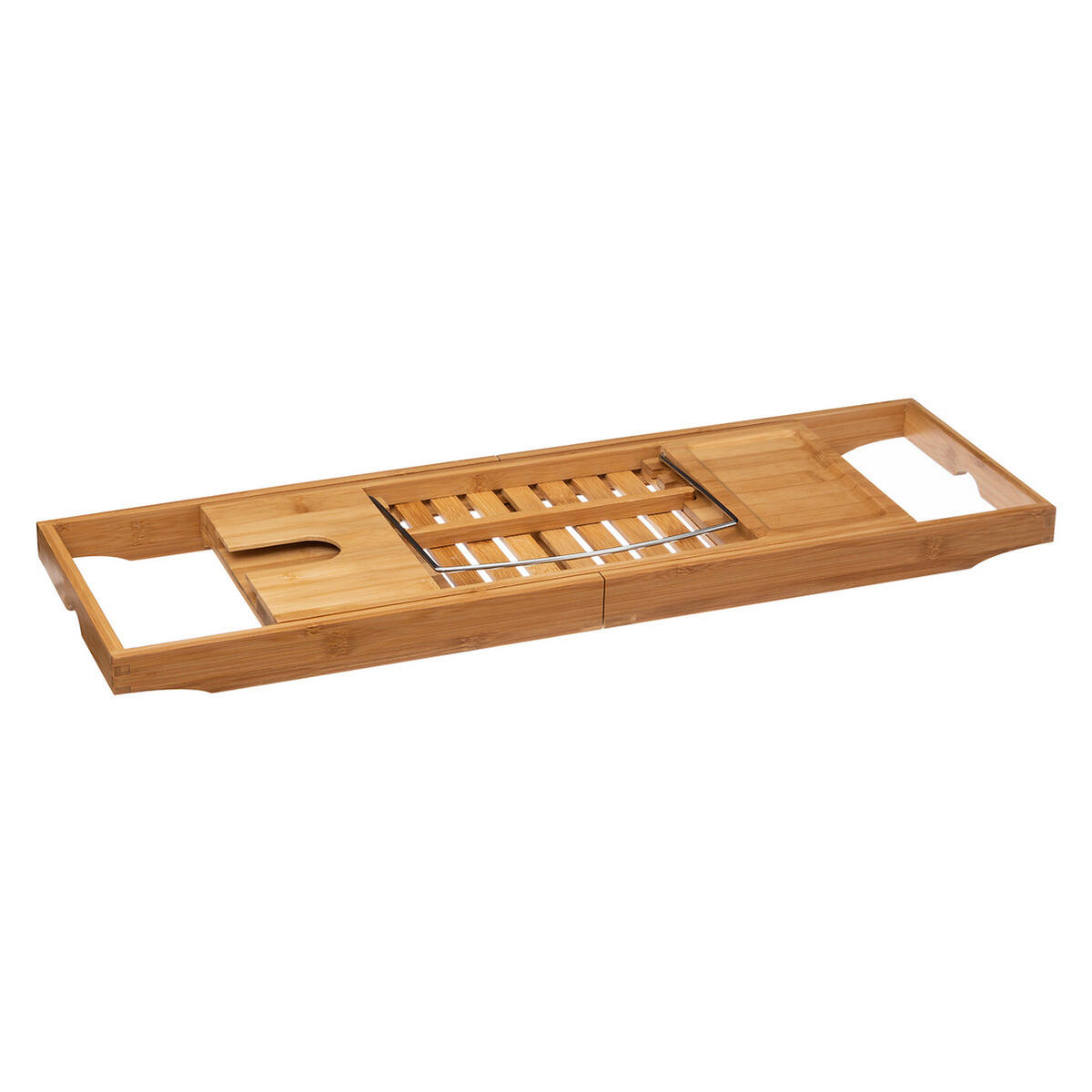 BADEWANNENABLAGE Ausziehbar Natureo, Bambus, Edelstahl, Beige, 70-105 cm - Beige, Holz (22/4/105cm) - 5five Simply Smart