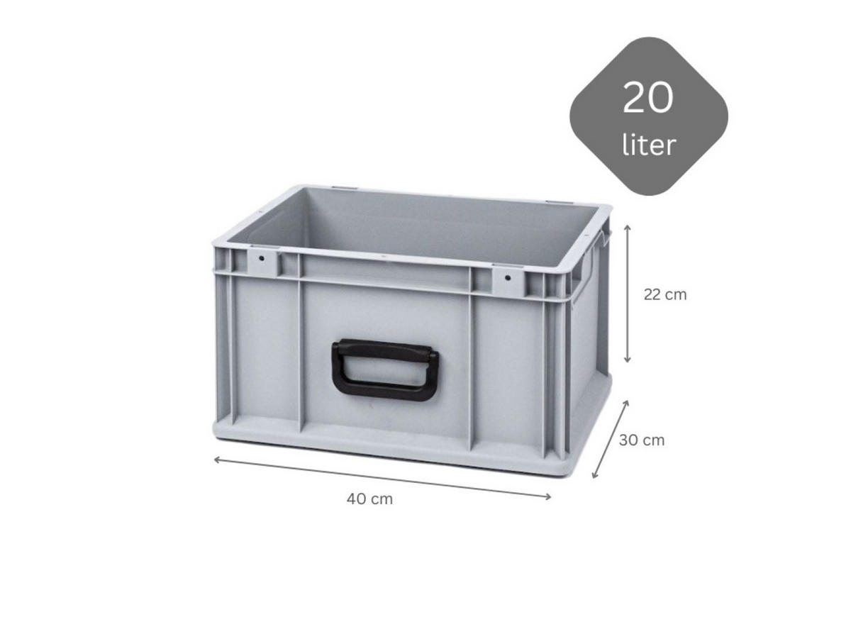 EUROBOX 8x Nextgen Portable Uno 22x30x40cm 20 Liter - Grau, Kunststoff (30/22/40cm) - PROREGAL