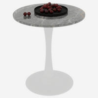 ODKLÁDACÍ stolek z umělého mramoru, průměr 70 cm, starobílá/šedá - bílá, kámen (70/70/72cm) - BEAOK