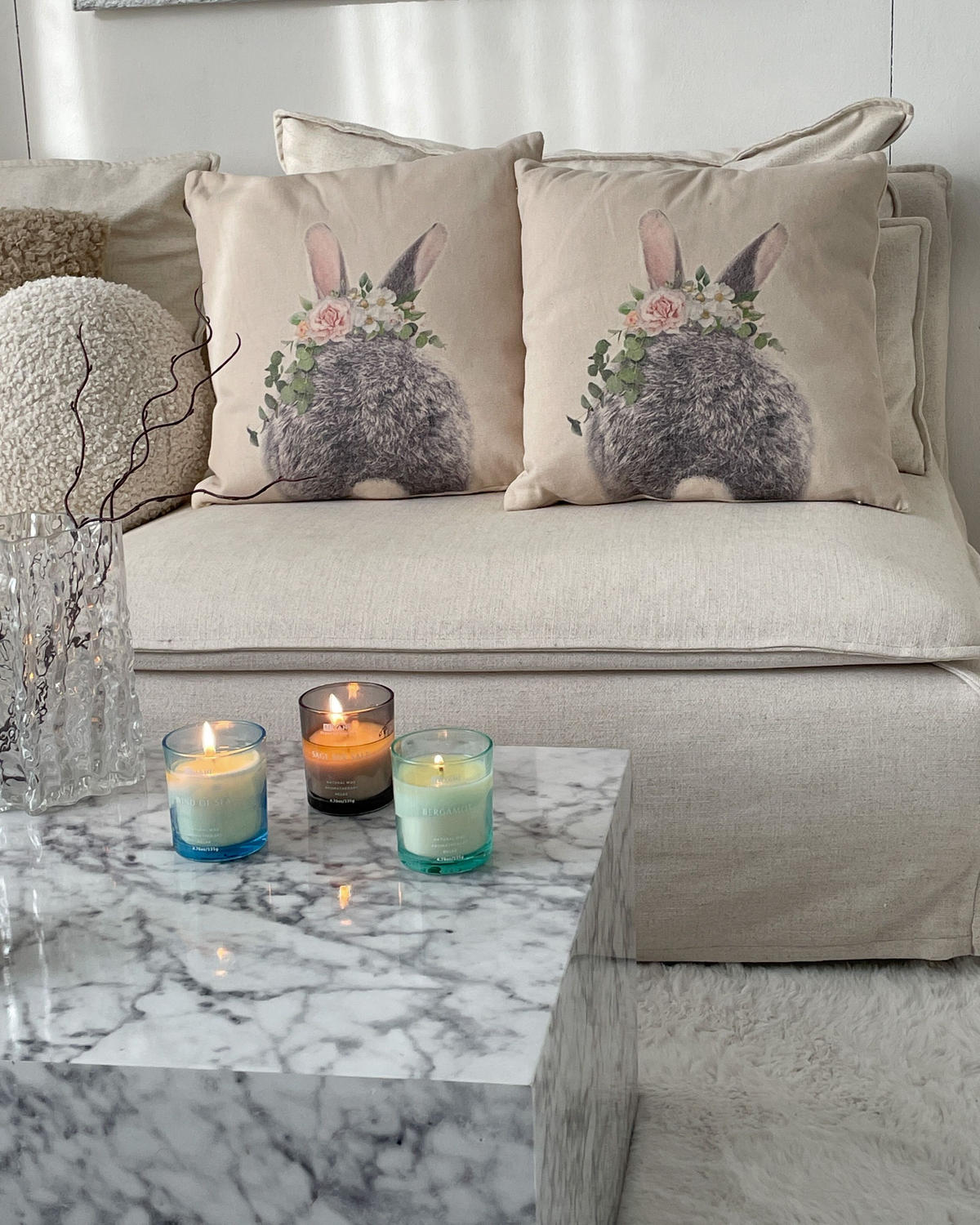 DEKOKISSEN 2er-Set Taupe 45/45 cm Fatsia - Graubraun, Naturmaterialien/Textil (45/45cm) - Beliani