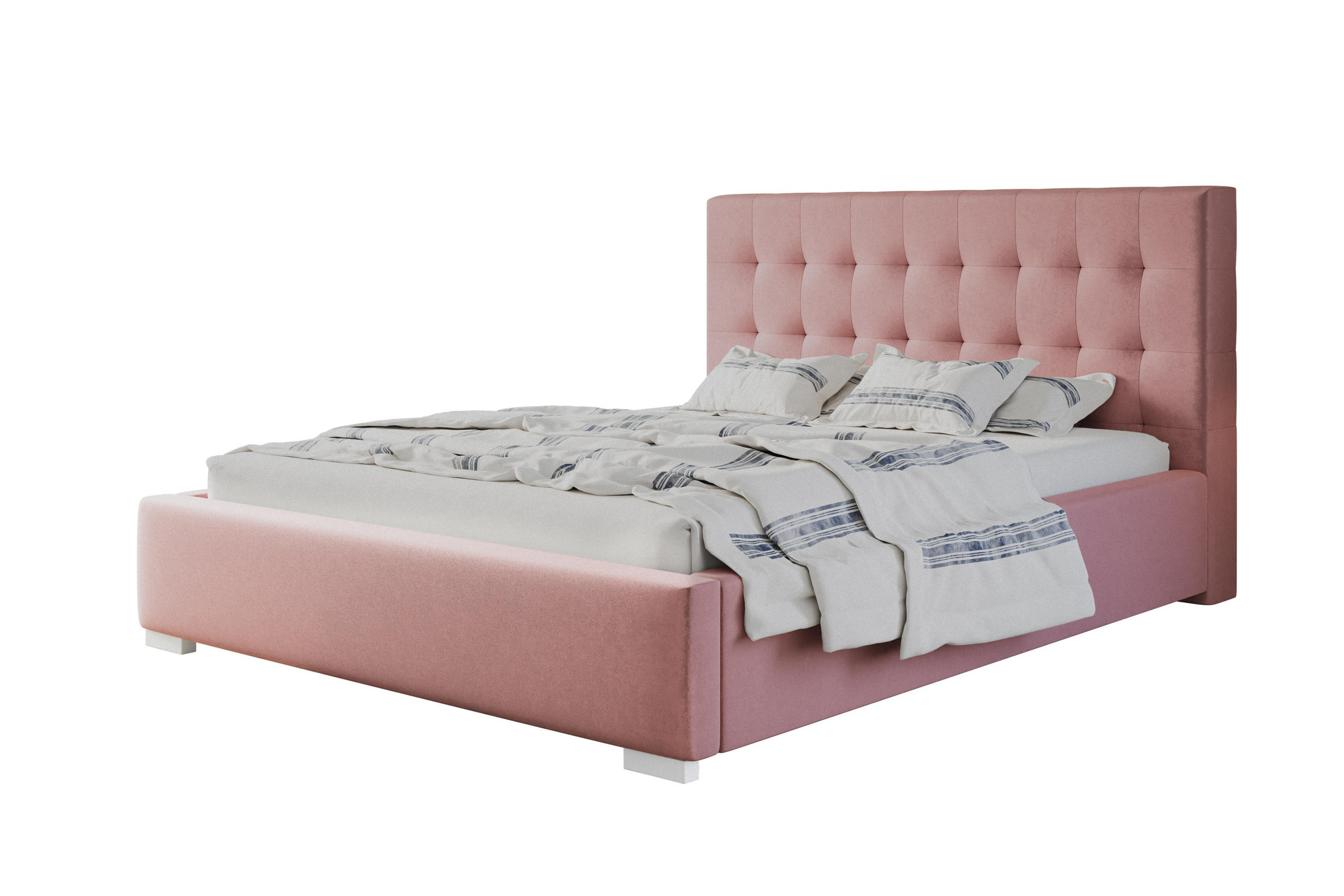 POLSTERBETT RIO, 120x200 cm, mit Bettkasten und Lattenrost aus Holz, Velourstoff, Farbe: Rosa - Rosa, Holz/Kunststoff (120/200cm) - Alpi-Möbel