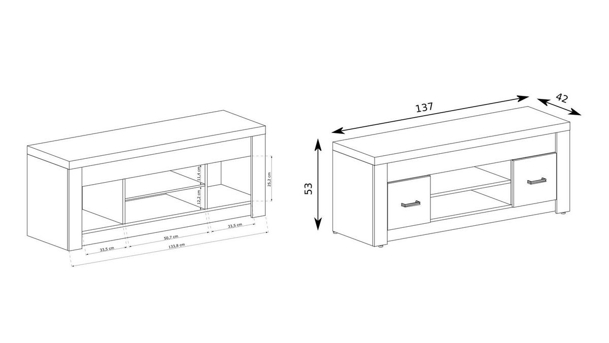 LOWBOARD ZERI 137/53/42 cm, Braun - Braun, Holzwerkstoff (137/53/42cm) - MASSENO