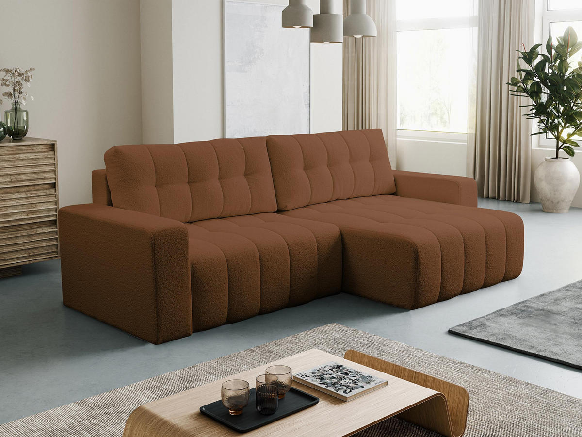 ECKSOFA Masone - Schwarz/Braun, Holz/Kunststoff (245/143cm) - MIRJAN24