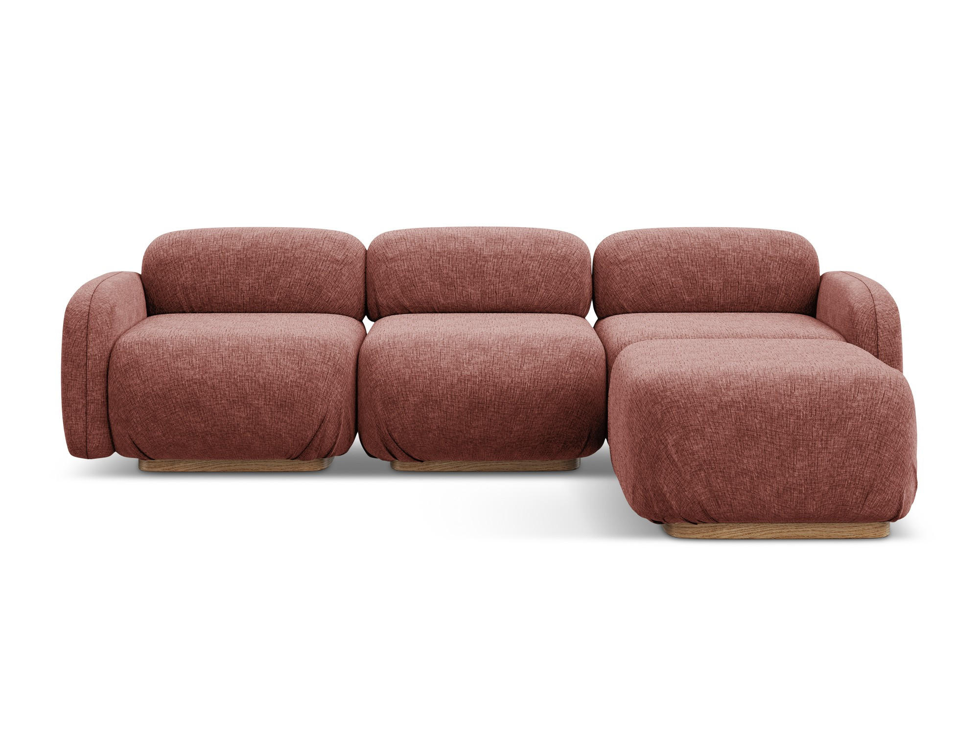 ECKSOFA Beidseitig Chenille Stoff Pink - Pink/Hellrosa, Holz/Textil (270/190cm) - Makamii