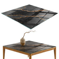 TISCHPLATTE 60x60 cm Marmormuster mit Adern - Rotbraun/Schwarz, Glas (0.4/60/60cm) - TULUP