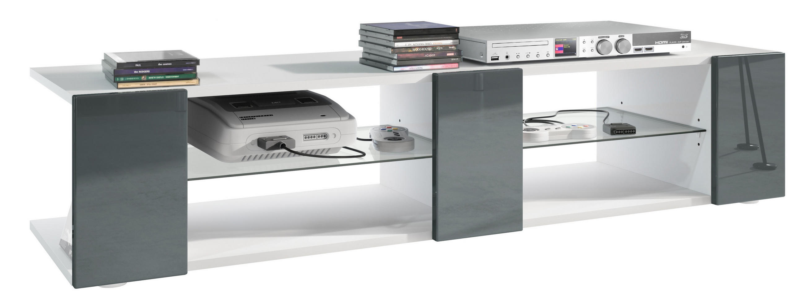 Vladon Lowboard Grau 134x29x39 cm