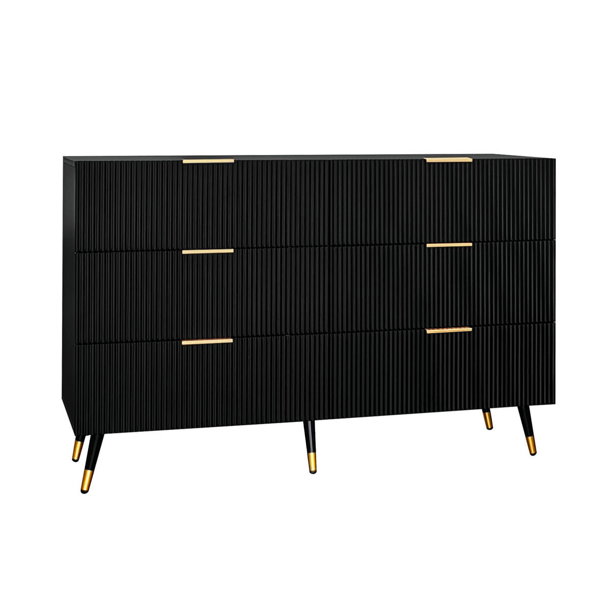 SIDEBOARD Schwarz 120/40/77 cm - Schwarz, Holzwerkstoff (120/77/40cm) - PANGIVO