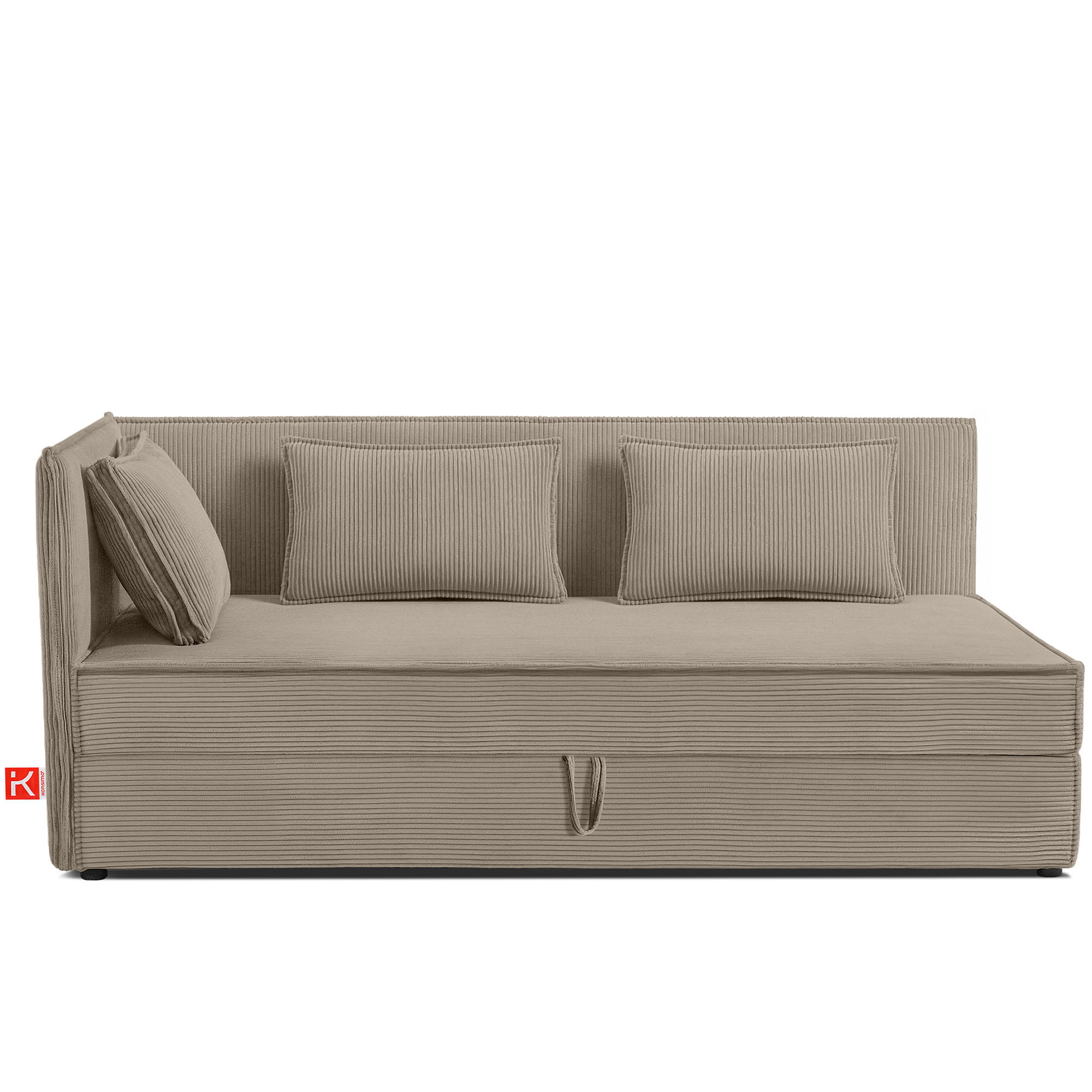 JUGENDBETT ROTI Einzelbett mit Bettkasten, 90x200cm, Bett mit Bonellmatratze, mit Rückenlehne - Beige/Schwarz, Holz/Holzwerkstoff (92/200cm) - KONSIMO®