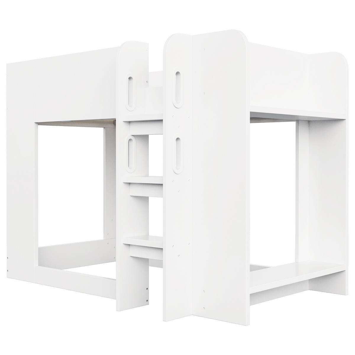 KINDER-ETAGENBETT 90*200cm mit Schutzgitter und Leiter, Weiß - Weiß, Holzwerkstoff (90/200cm) - FLIEKS