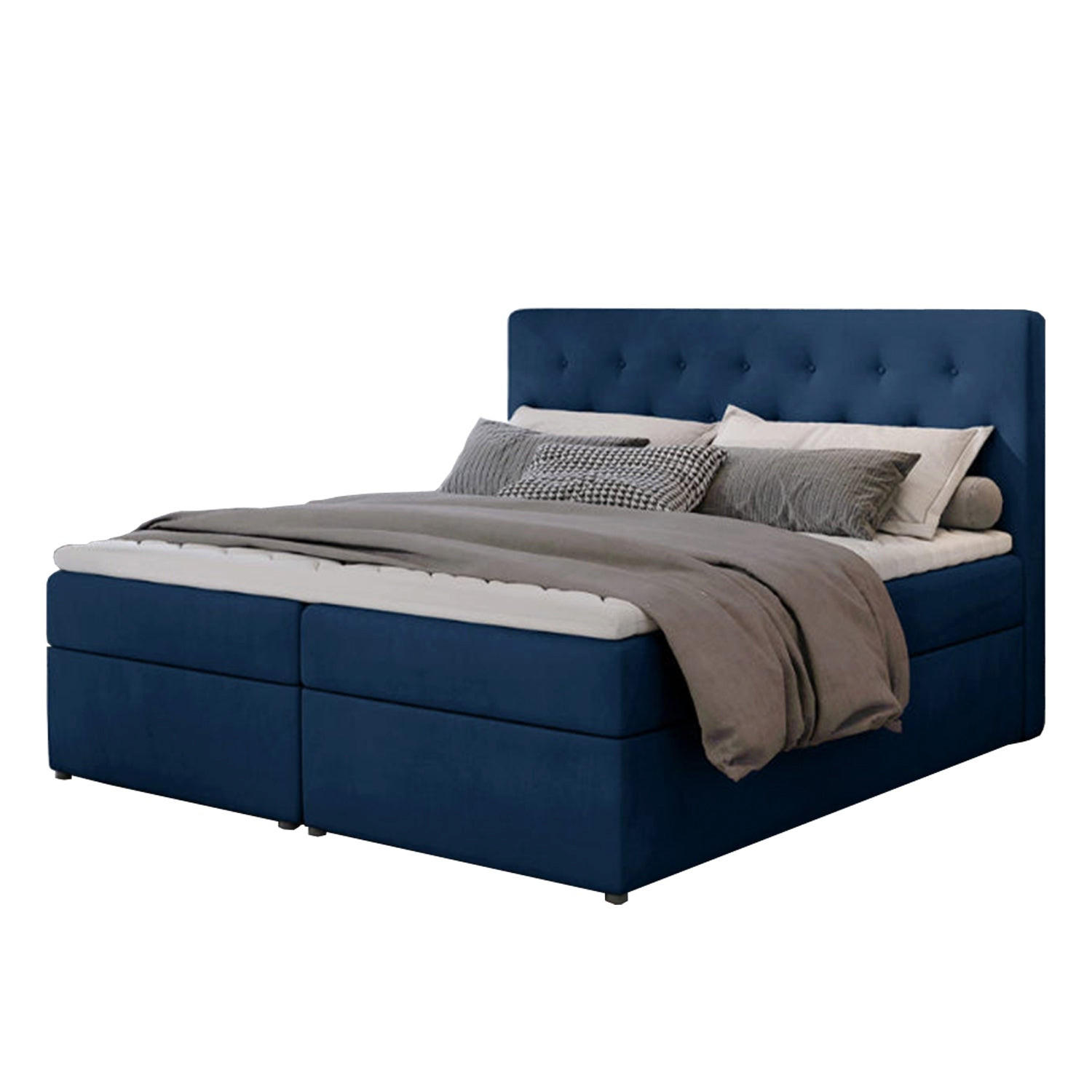 BOXBETT Loree Bonellfederkern - Blau, Holz/Holzwerkstoff (160/200cm) - Best For Home