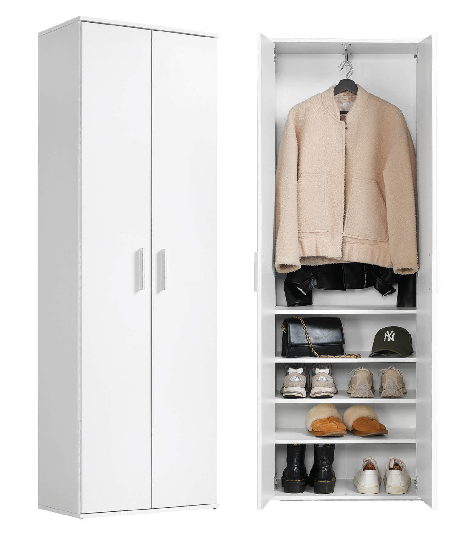 GARDEROBENSCHRANK Der Lange - Weiß, Holzwerkstoff (60/180/34cm) - Mokebo