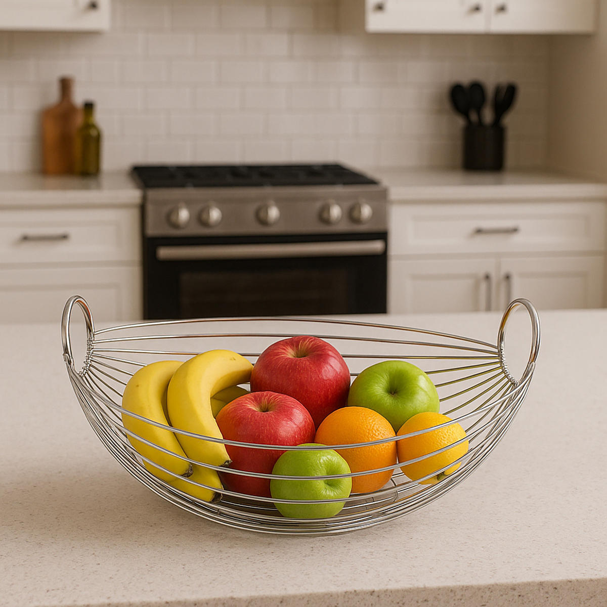 OBST- und Gemüsekorb - Metall oval Silbern 28/25,5/16 cm - Silberfarben, Metall (16cm) - ZELLER