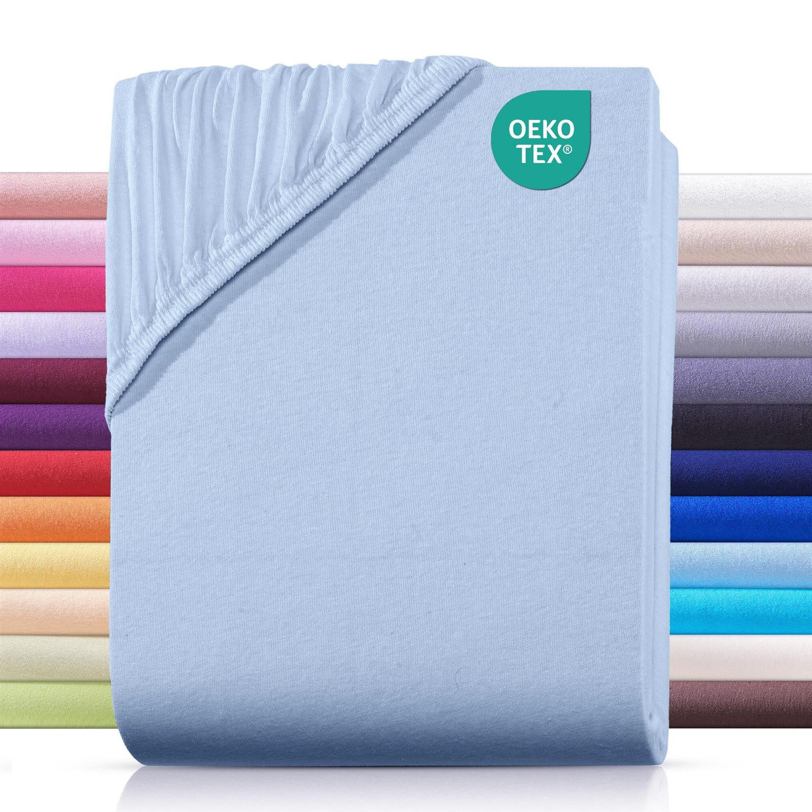 JERSEY-SPANNBETTLAKEN 100x200 cm aus 100% Baumwolle, Bettlaken Hellblau Uni - Hellblau, Textil (100/200cm) - Carpe Sonno