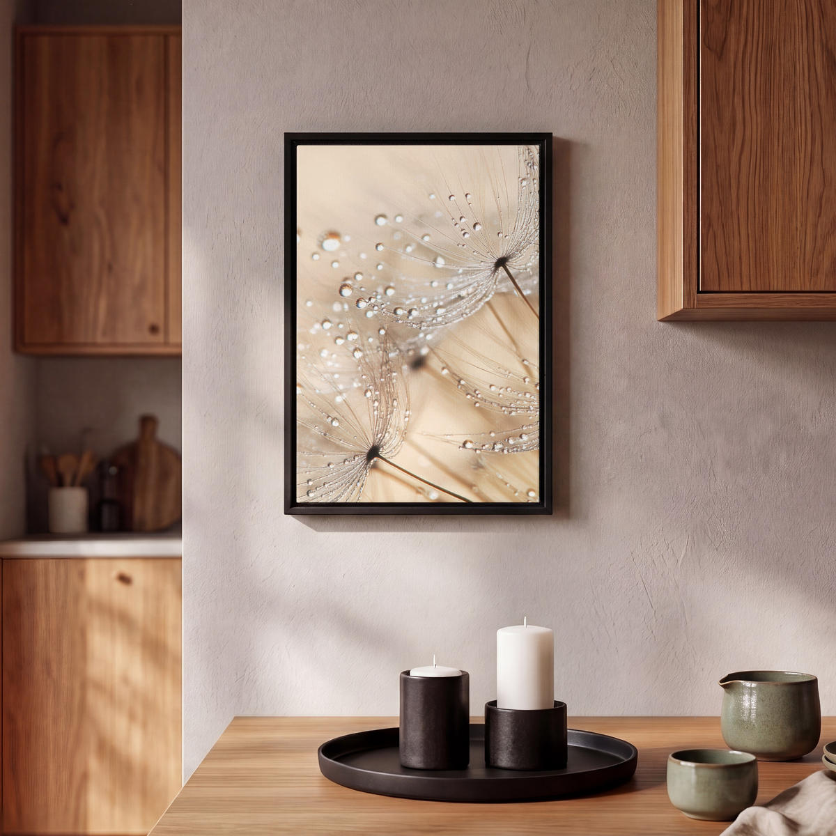 LEINWAND Bilder mit Rahmen - Löwenzahn - Abstrakt - Natur - Beige - 20x30 - Braun, Textil (20/30cm) - MuchoWow