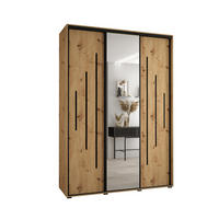 SCHWEBETÜRENSCHRANK 235,2/180/45 3-türig - Schwarz/Eiche Artisan, Holz/Metall (180/235/45cm) - Abiks Möbel
