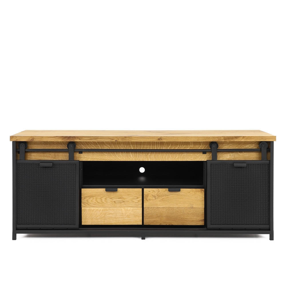 TV-SCHRANK aus Massivholz STRONG 2 - Honigeiche/Schwarz, Holz (150/60/45cm) - Seart