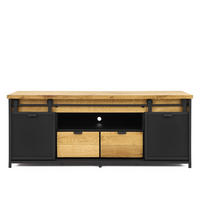 TV-SCHRANK aus Massivholz STRONG 2 - Honigeiche/Schwarz, Holz (150/60/45cm) - Seart