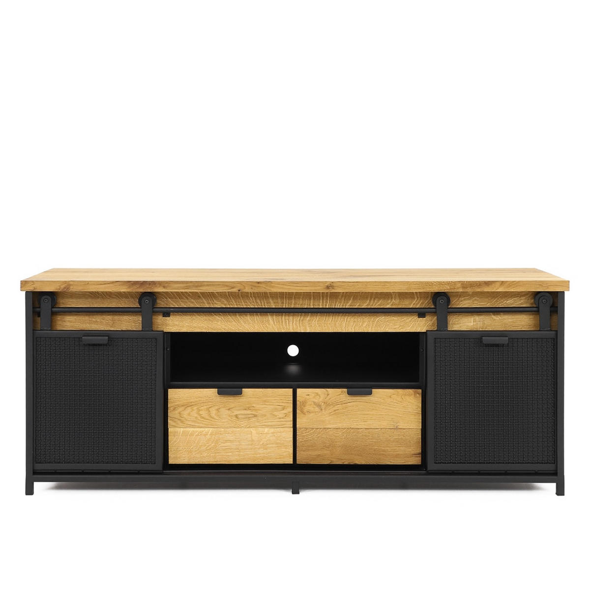 TV-SCHRANK aus Massivholz STRONG 2 - Honigeiche/Schwarz, Holz (150/60/45cm) - Seart