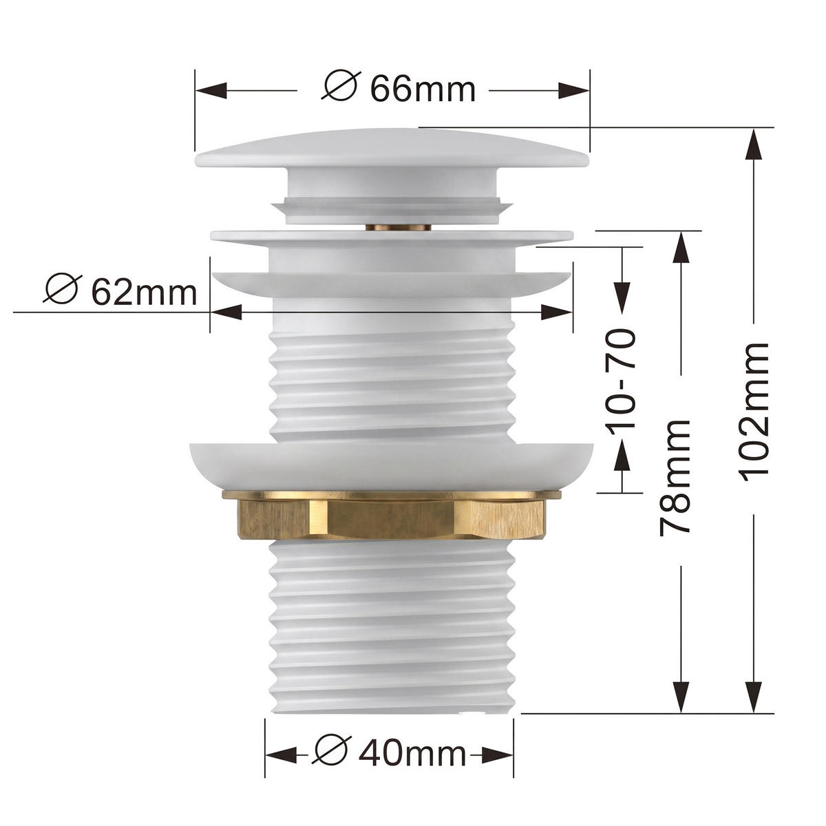 CLICK-CLACK-ABLAUFVENTIL Weiß - Weiß, Metall (6.6/10.2/10.2cm) - Akord