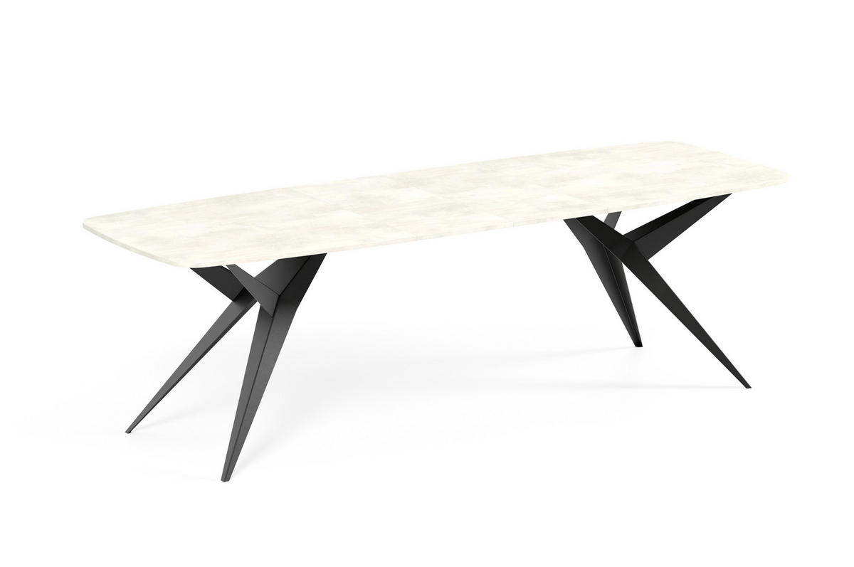 ESSTISCH AXIS - Creme/Schwarz, Holzwerkstoff/Metall (90/180/76cm) - Meblini