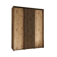 SCHWEBETÜRENSCHRANK 235,2/200/45 3-türig - Schwarz/Eiche Artisan, Holz/Metall (200/235/45cm) - Abiks Möbel