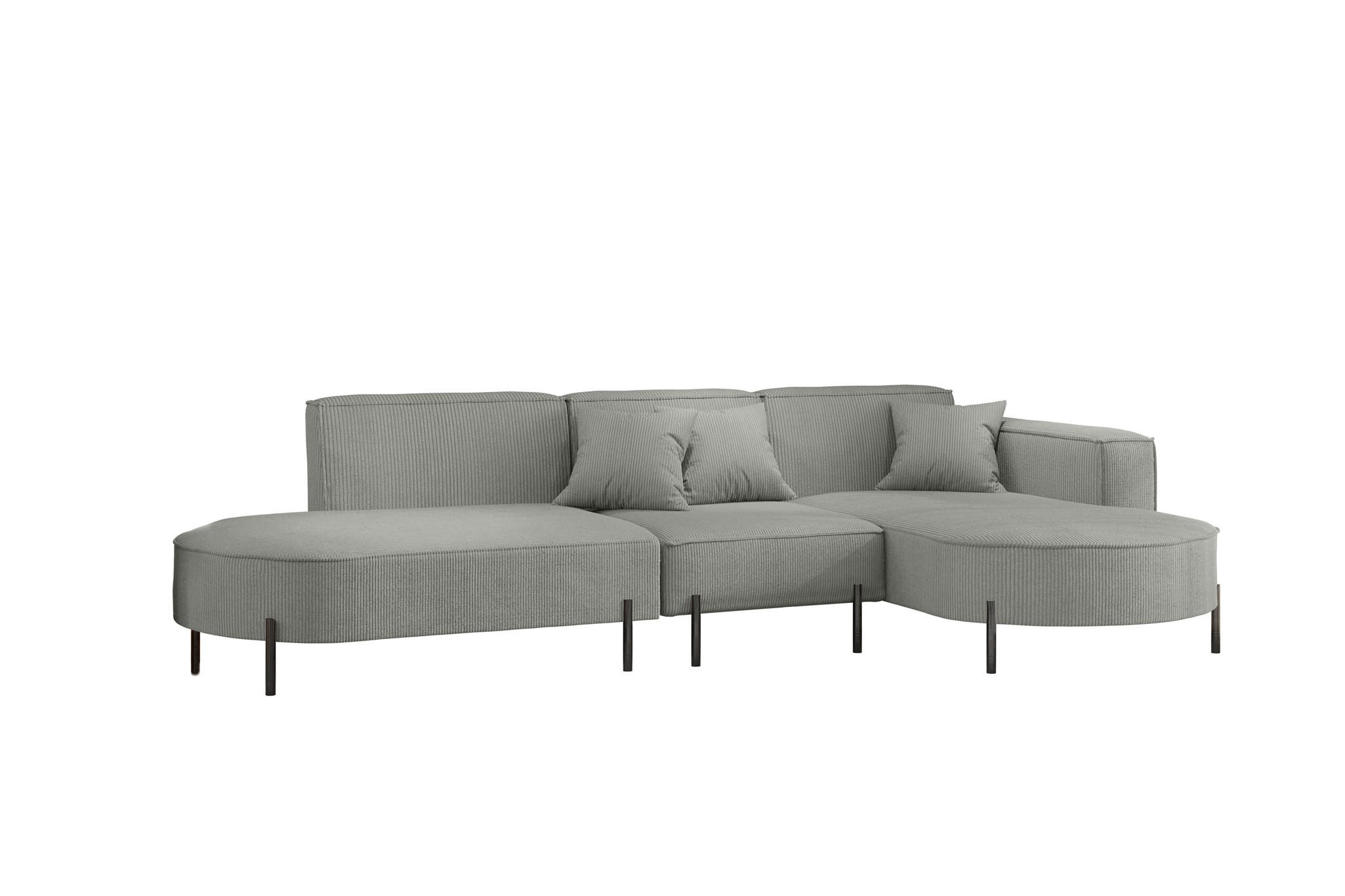 ECKSOFA Valencia - Grau, Holzwerkstoff/Textil (321/165cm) - Fun Möbel