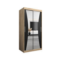 SCHWEBETÜRENSCHRANK 200/100/62 2-türig - Silberfarben/Schwarz, Holz/Kunststoff (100/200/62cm) - Abiks Möbel