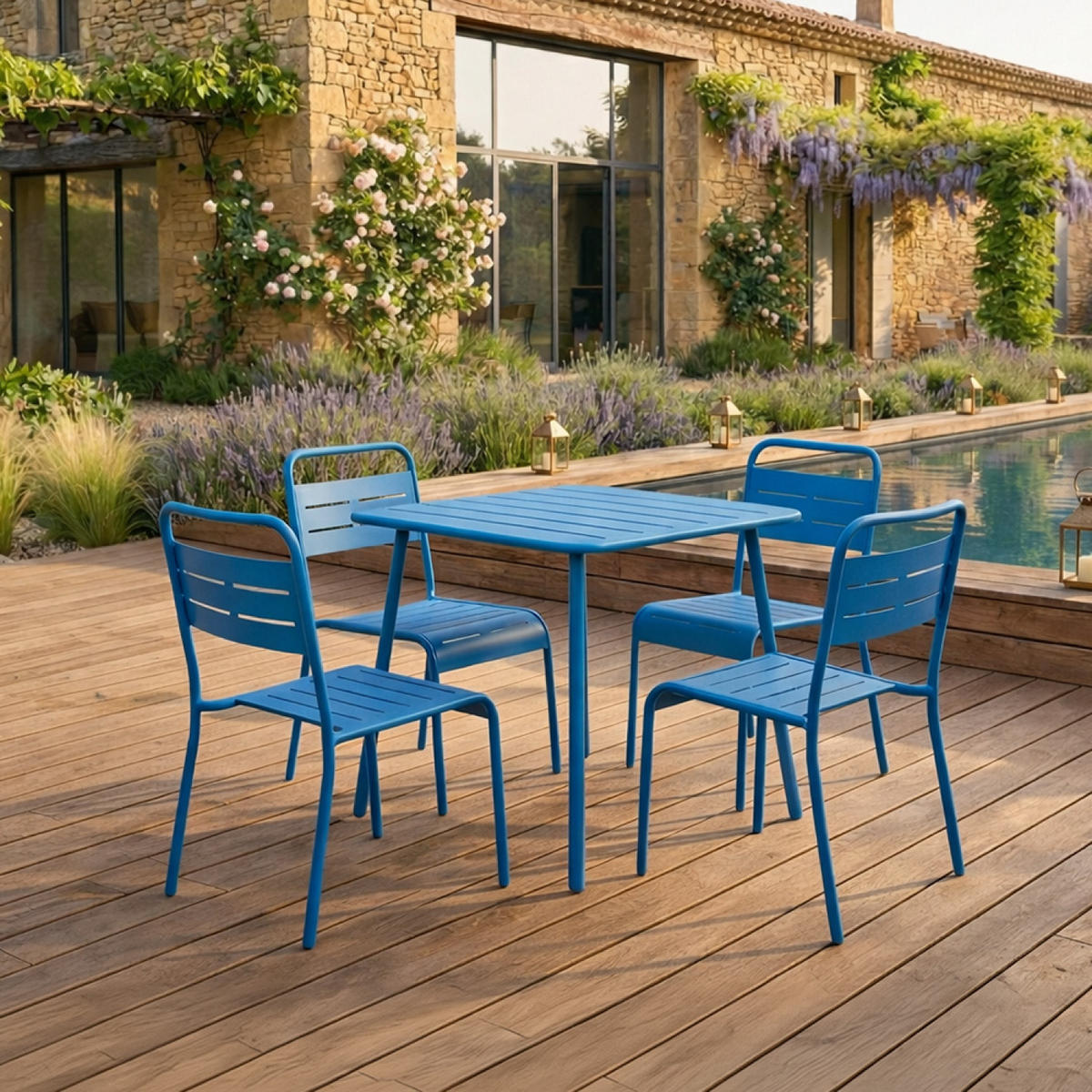 GARTENMÖBEL Bergame Blau - Blau, Metall - Concept Usine