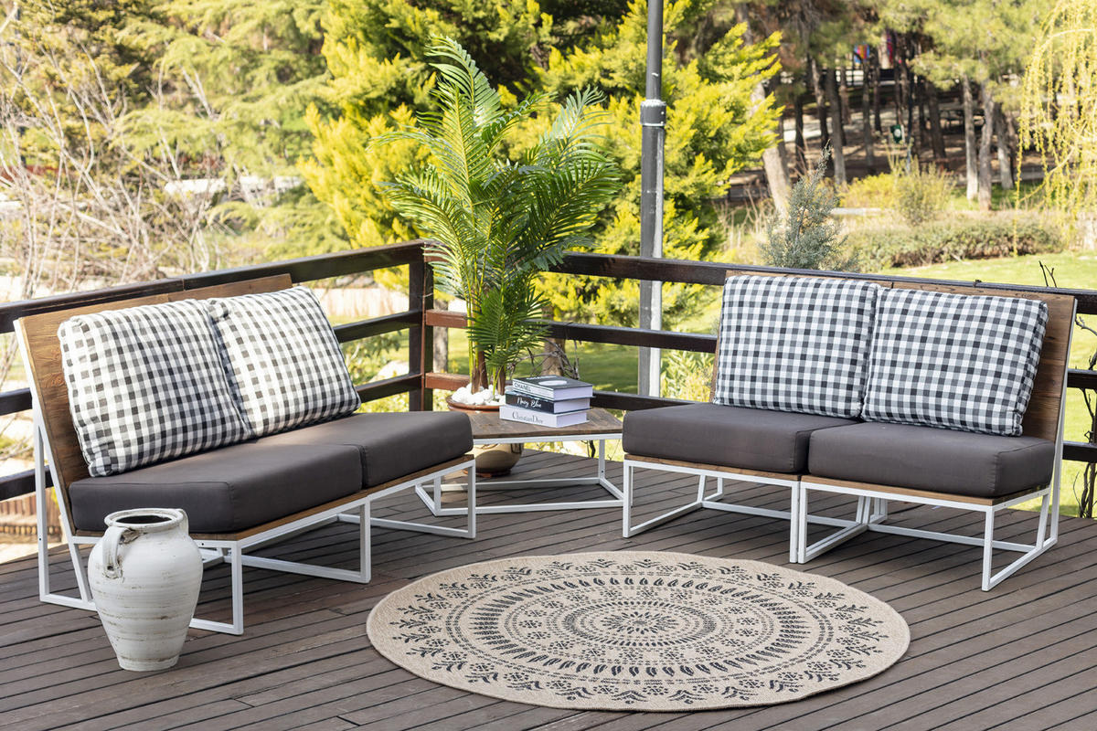 OUTDOORTEPPICH Rund Jute-Optik Ø 160 cm Beige - Beige, Kunststoff/Textil (160/160cm) - LIVABLISS