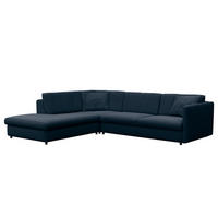 ECKSOFA mit Ottomane - Blau/Schwarz, Kunststoff/Textil (328/272cm) - home24