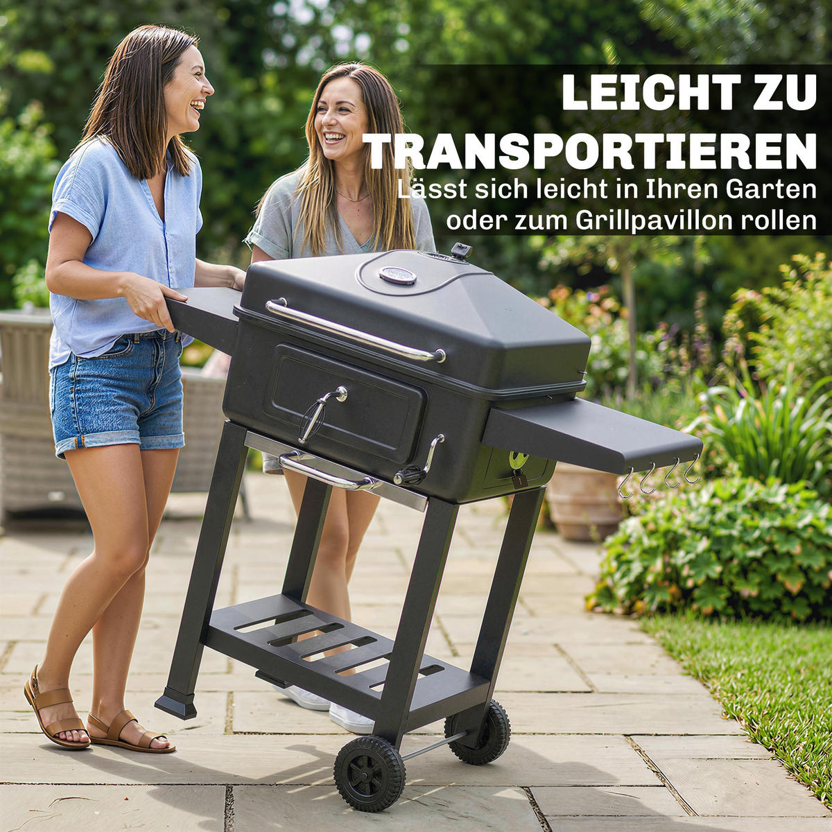 HOLZKOHLEGRILL DE-10231 Schwarz - Schwarz, Metall (63/101.5/112cm) - ComfortXL