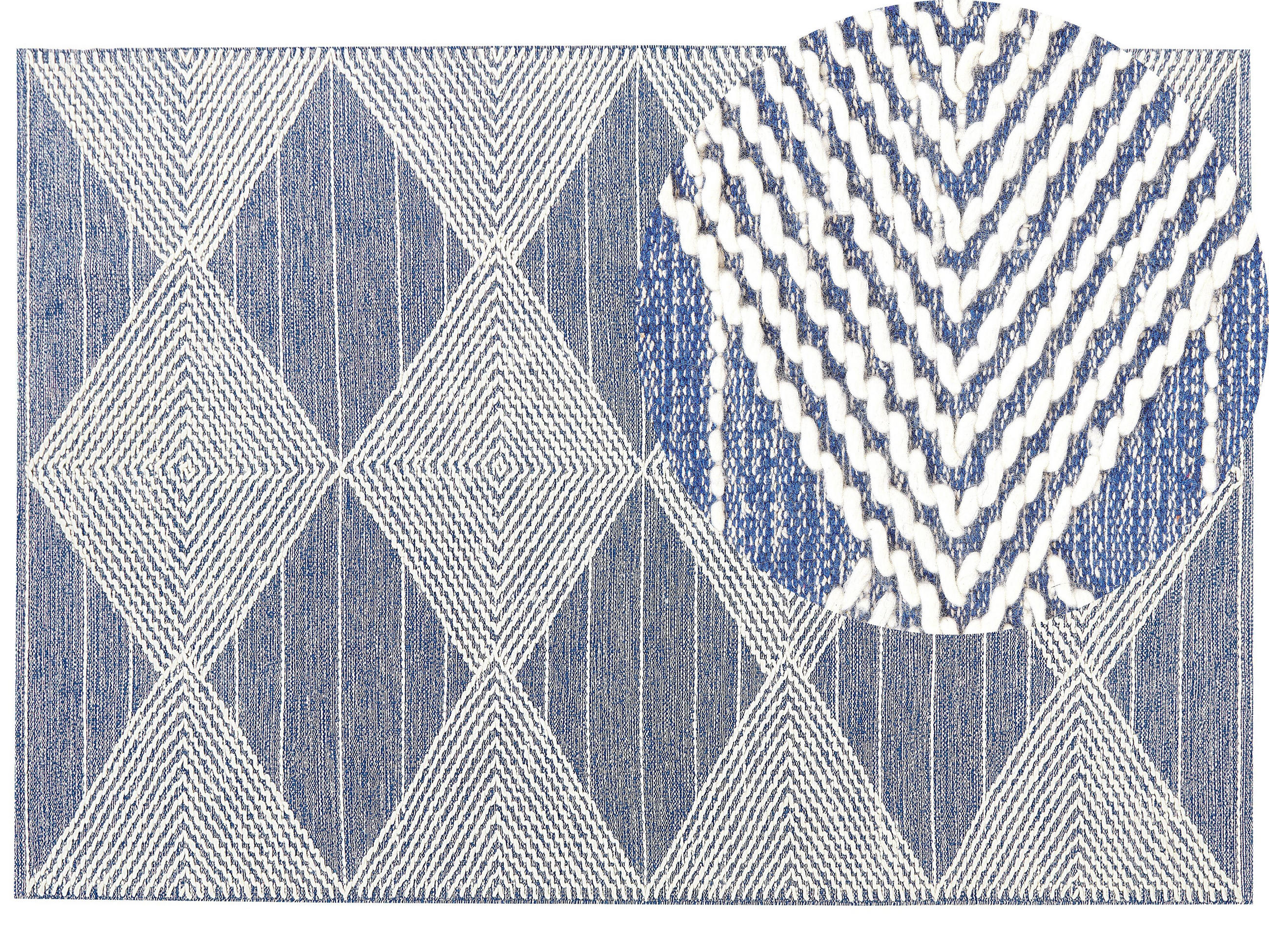 KURZFLOR-TEPPICH Datca 230/160 cm - Blau, Textil (160/230cm) - Beliani