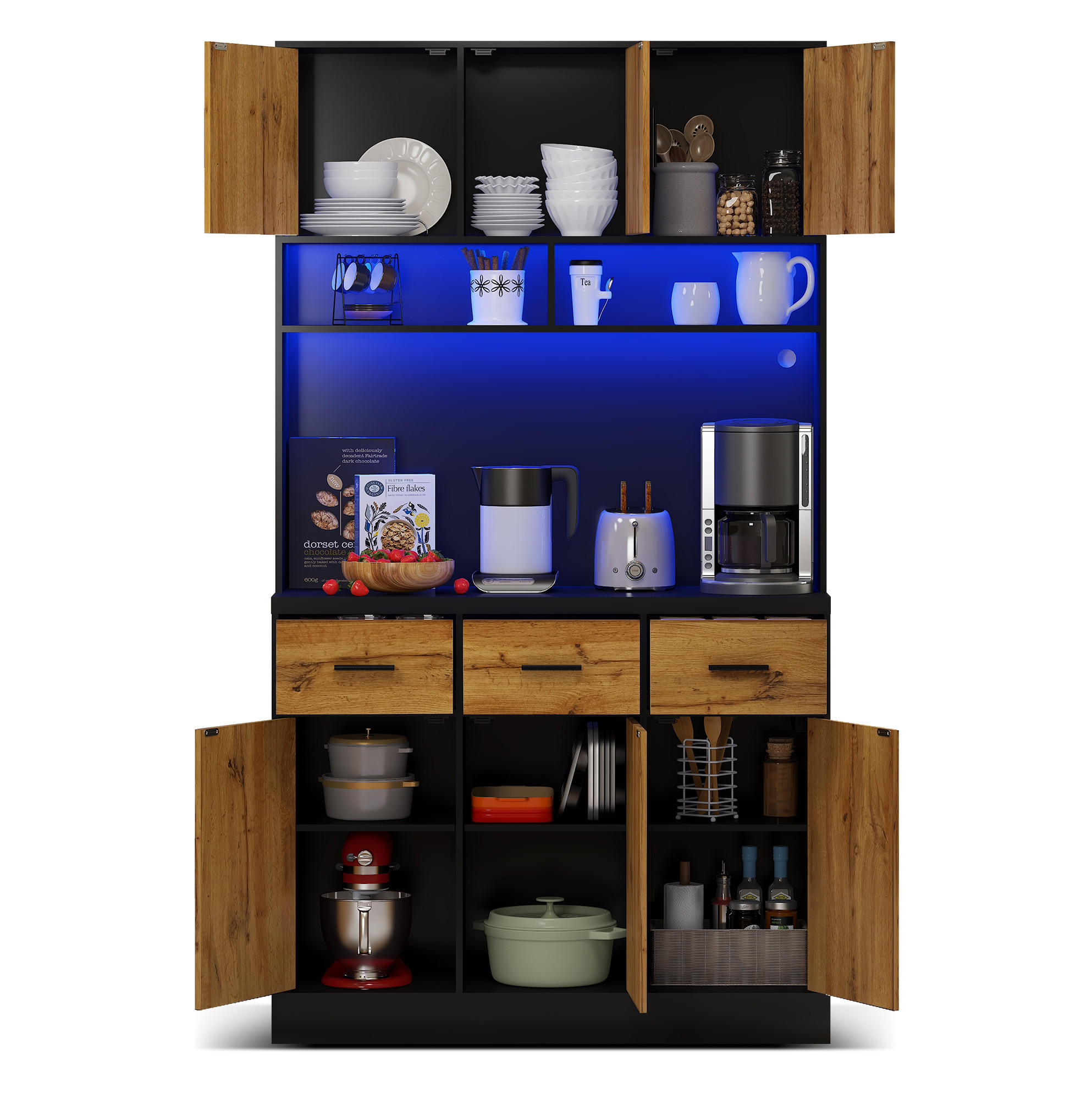 Flora Grace Buffet Schwarz 100x180x40 cm