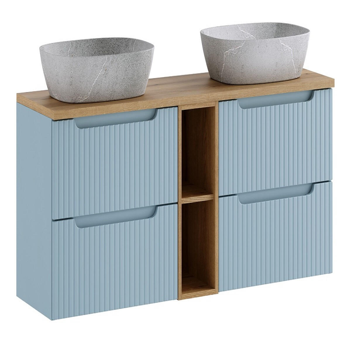 BADMÖBEL-SET 6 Teile Nova Denim N BM371 in Denim - Dunkelblau, Holz (140/57/40cm)