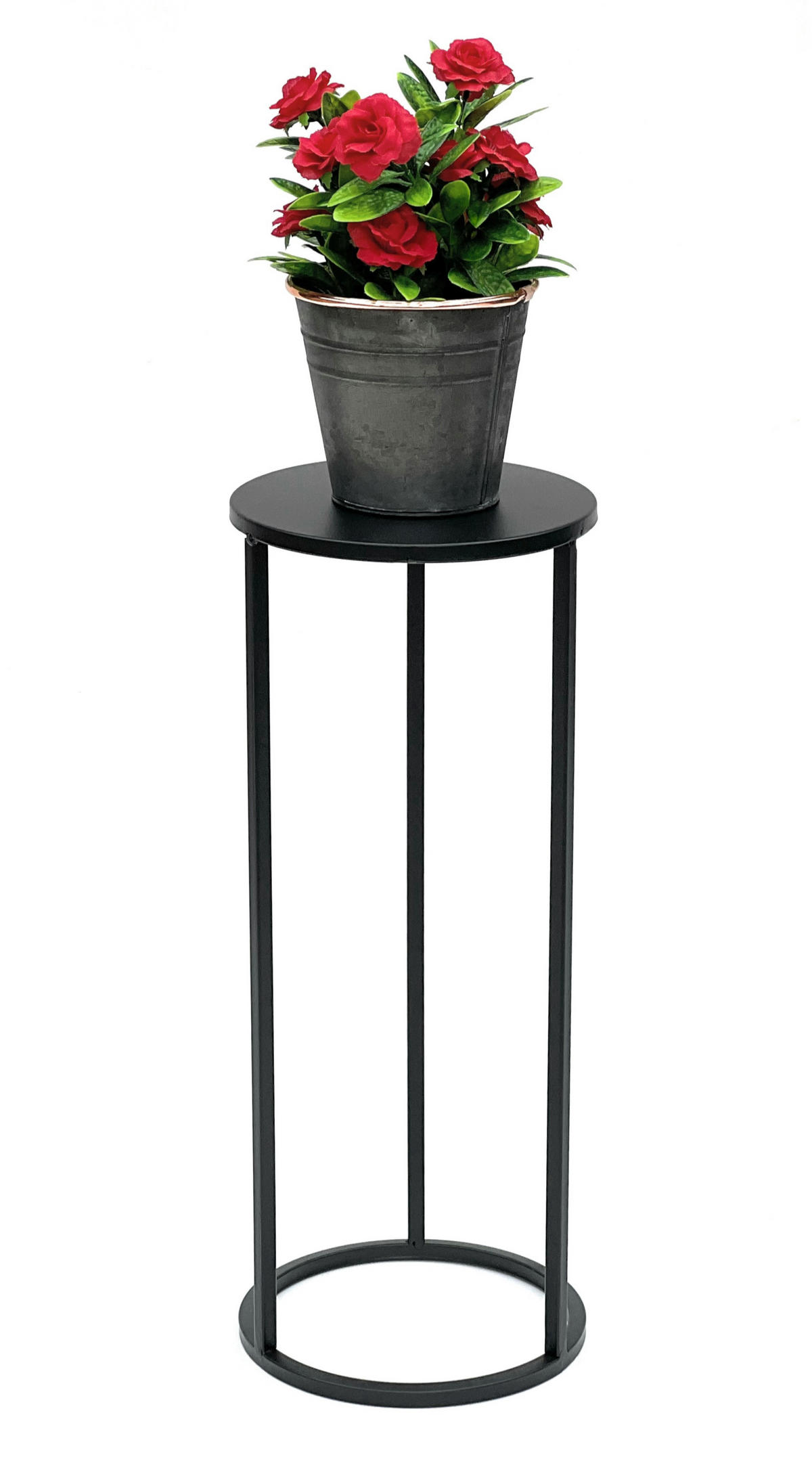 BLUMENHOCKER Metall Schwarz Rund 50 cm 96316 S - Schwarz, Metall (20/50/20cm) - DanDiBo