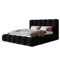 BETT 180x200 - Polsterbett mit Bettkasten und Metallrahmen - Modern Bett - Eleganter Amor-Velvet-Stoff - Kollektion Nora Maxi - Schwarz - Schwarz, Holz/Textil (180/200cm) - Alpi-Möbel