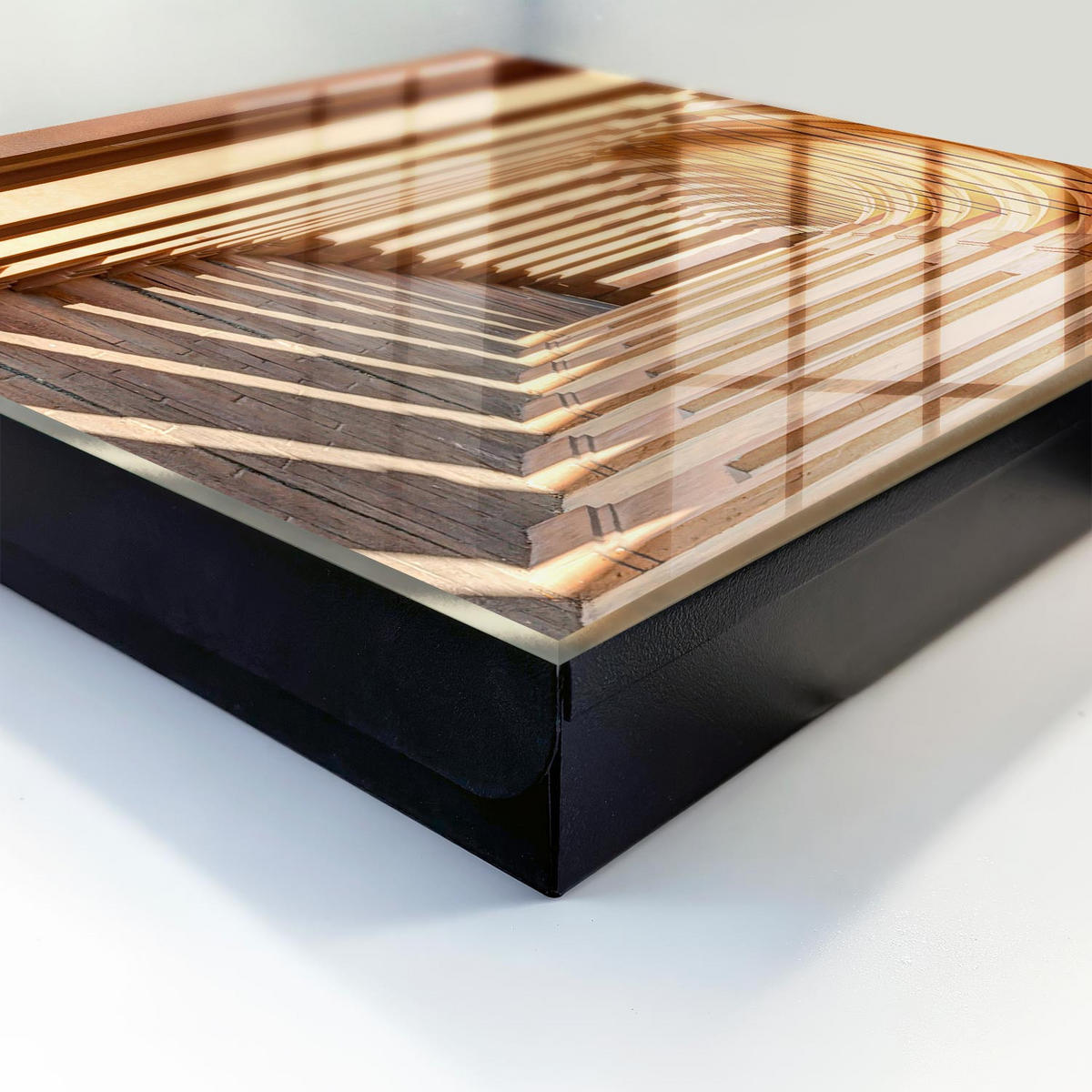 SCHLÜSSELBOX Schwarz 30x30 cm- Türöffnung nach rechts - Architektonische Eleganz - Beige, Metall (30/30/5cm) - TULUP