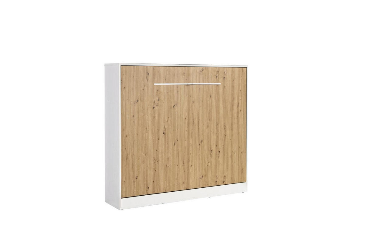 SCHRANKBETT Perfekt 160x200 Ein Horizontales Das Design Und Funktionalität Vereint Eiche + Weiß - Mooreichefarben/Eichefarben, Holz/Holzwerkstoff (160/200cm) - Kaiser Möbel