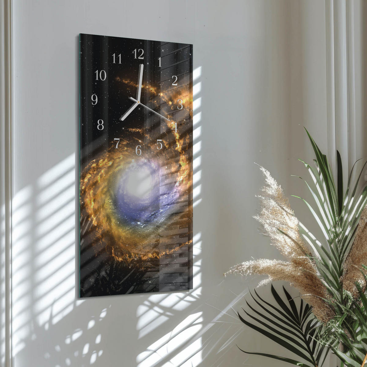 WANDUHR 30x60 cm - Abstrakte Linien - Multicolor, Glas (30/60/0.4cm) - TULUP