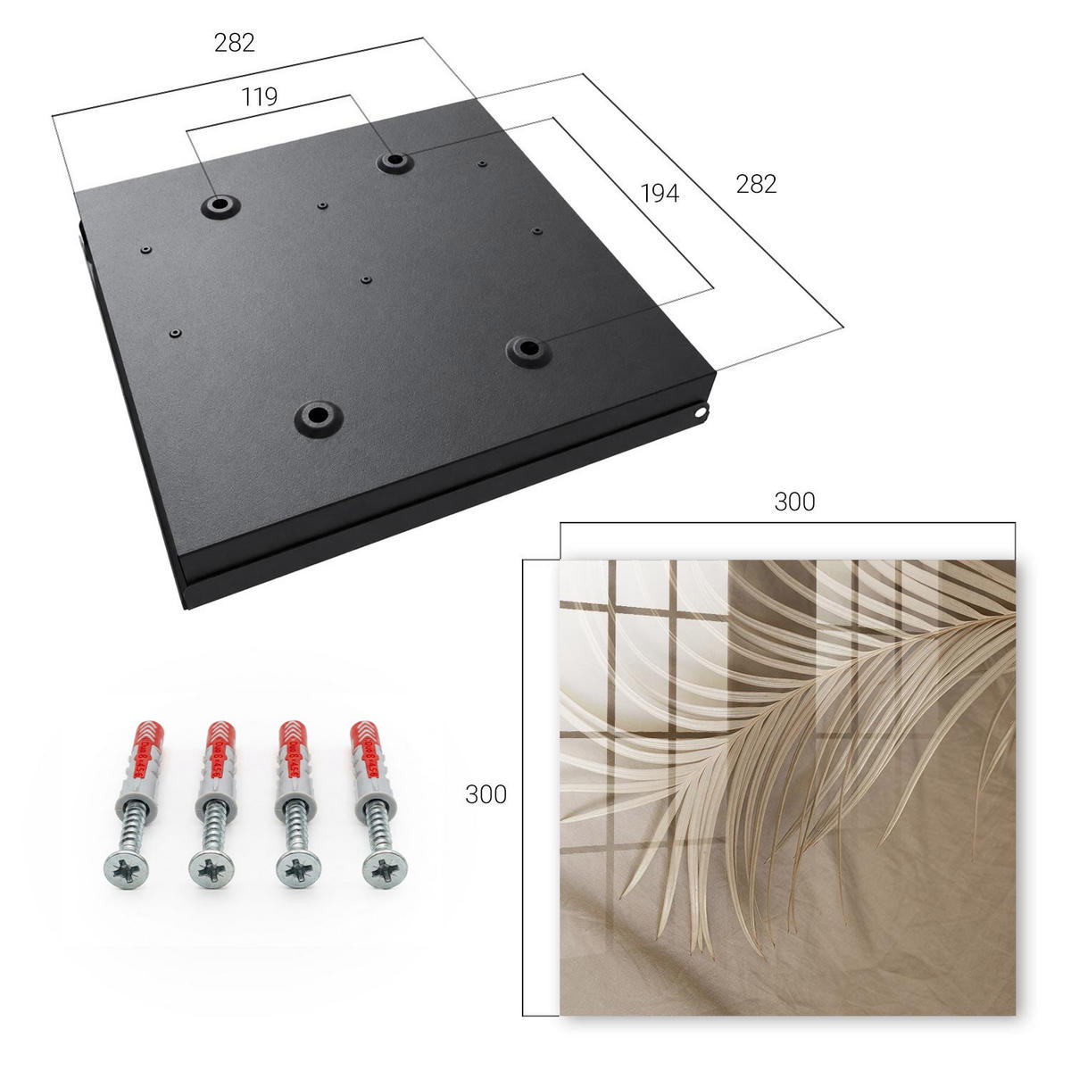 SCHLÜSSELBOX Schwarz 30x30 cm- Türöffnung nach rechts - Natürliche Eleganz - Beige, Metall (30/30/5cm) - TULUP