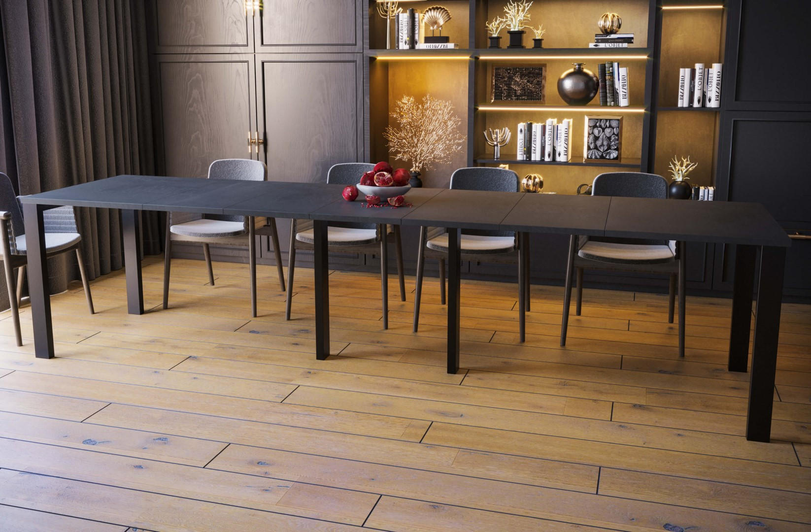 ESSTISCH Vast ausziehbar bis 330 cm - Graphitfarben, Holzwerkstoff (130/80/76cm) - Endo-Moebel