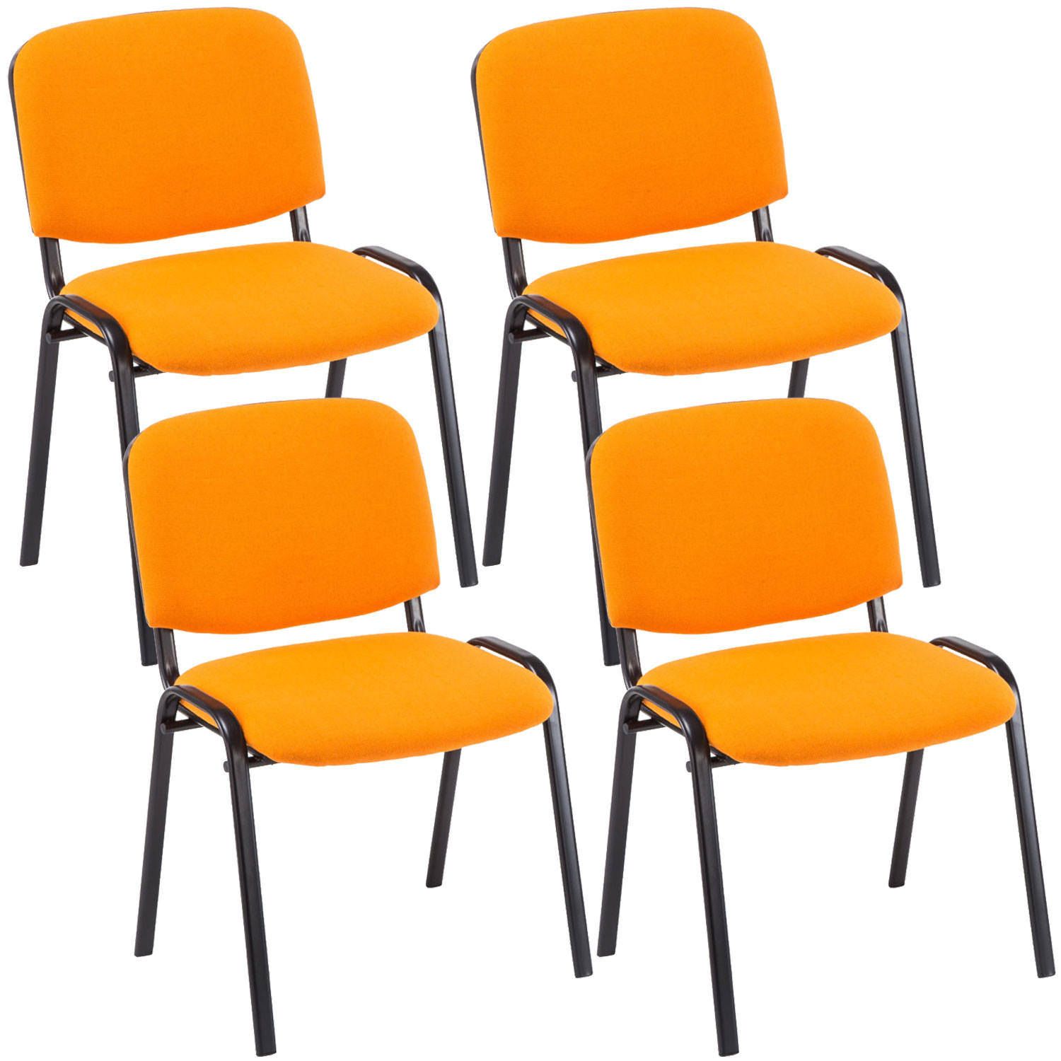 BESUCHERSTUHL Keen, 4er Set mit Stoffbezug, Gestell Schwarz / Bezug Orange - Schwarz/Orange, Textil/Metall (53/83/53cm) - TPFLiving