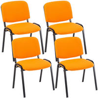 BESUCHERSTUHL Keen, 4er Set mit Stoffbezug, Gestell Schwarz / Bezug Orange - Schwarz/Orange, Textil/Metall (53/83/53cm) - TPFLiving